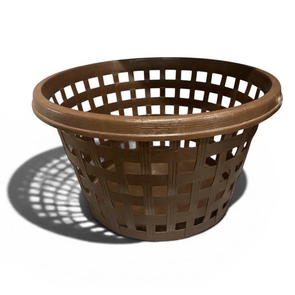 Vintage Rubbermaid 2966 BROWN Round LARGE Weave Heavy Duty Laundry Basket Hamper